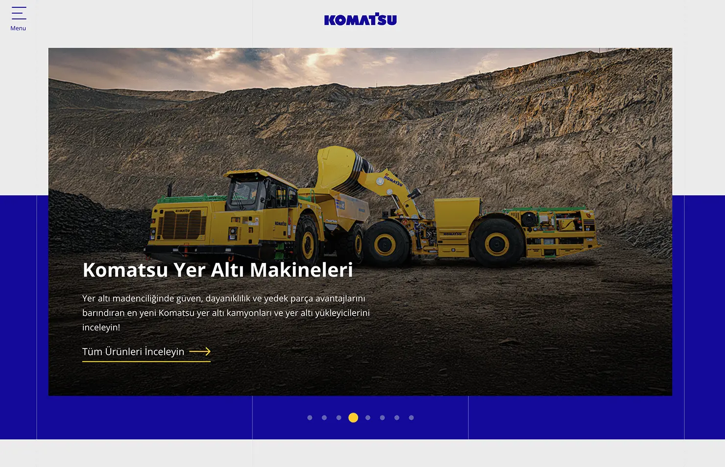 Komatsu Website Ekran Görüntüsü